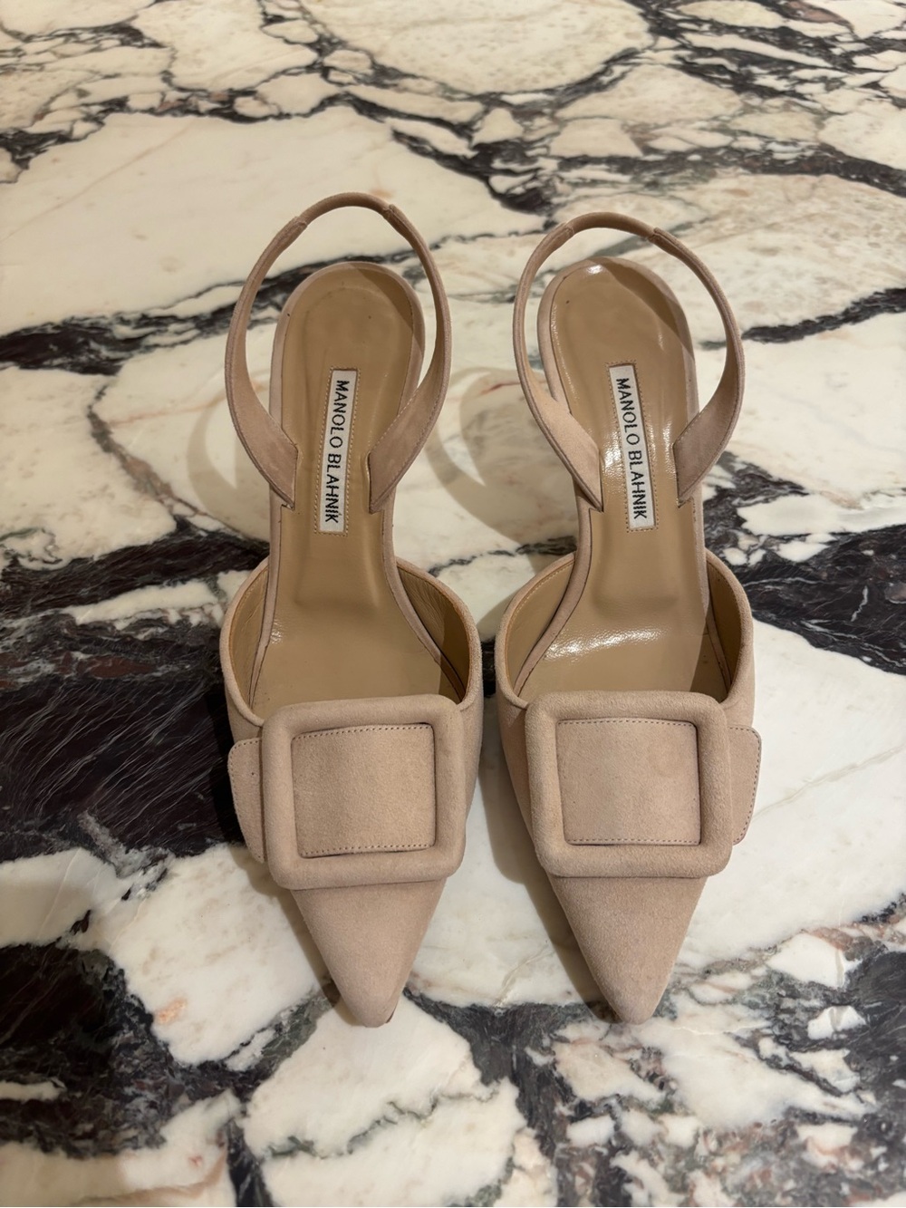 Manolo Blahnik Magali Nude Slingback